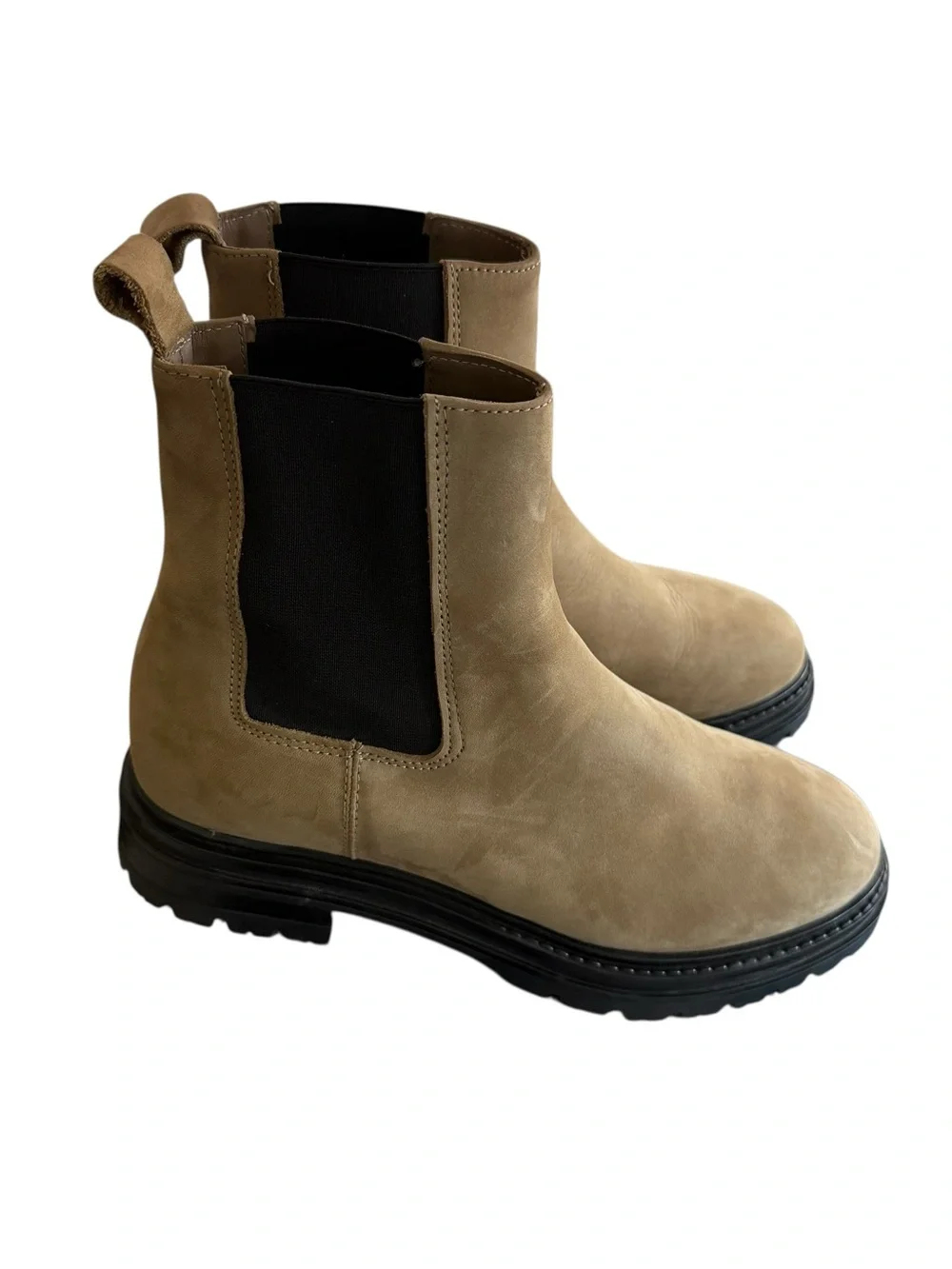 Jenni Kayne Brooklyn Lug-Sole Olive Green Chelsea Ankle Boots Booties